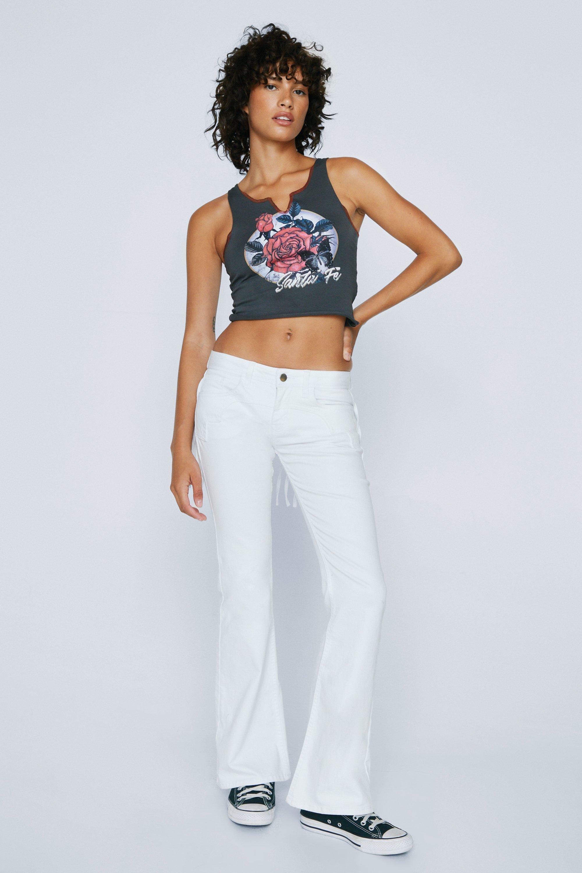 Low rise store white flare jeans